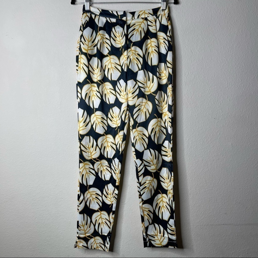 Missguided Palm Leave Yellow Trouser Pants